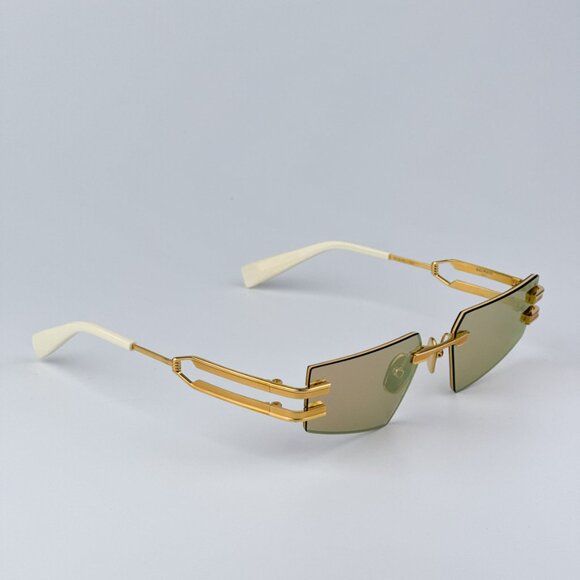 Balmain FIXE BPS-123D-54 Men BRAND NEW Sunglasses Titanium Gold Brown Geometric - Picture 6 of 12